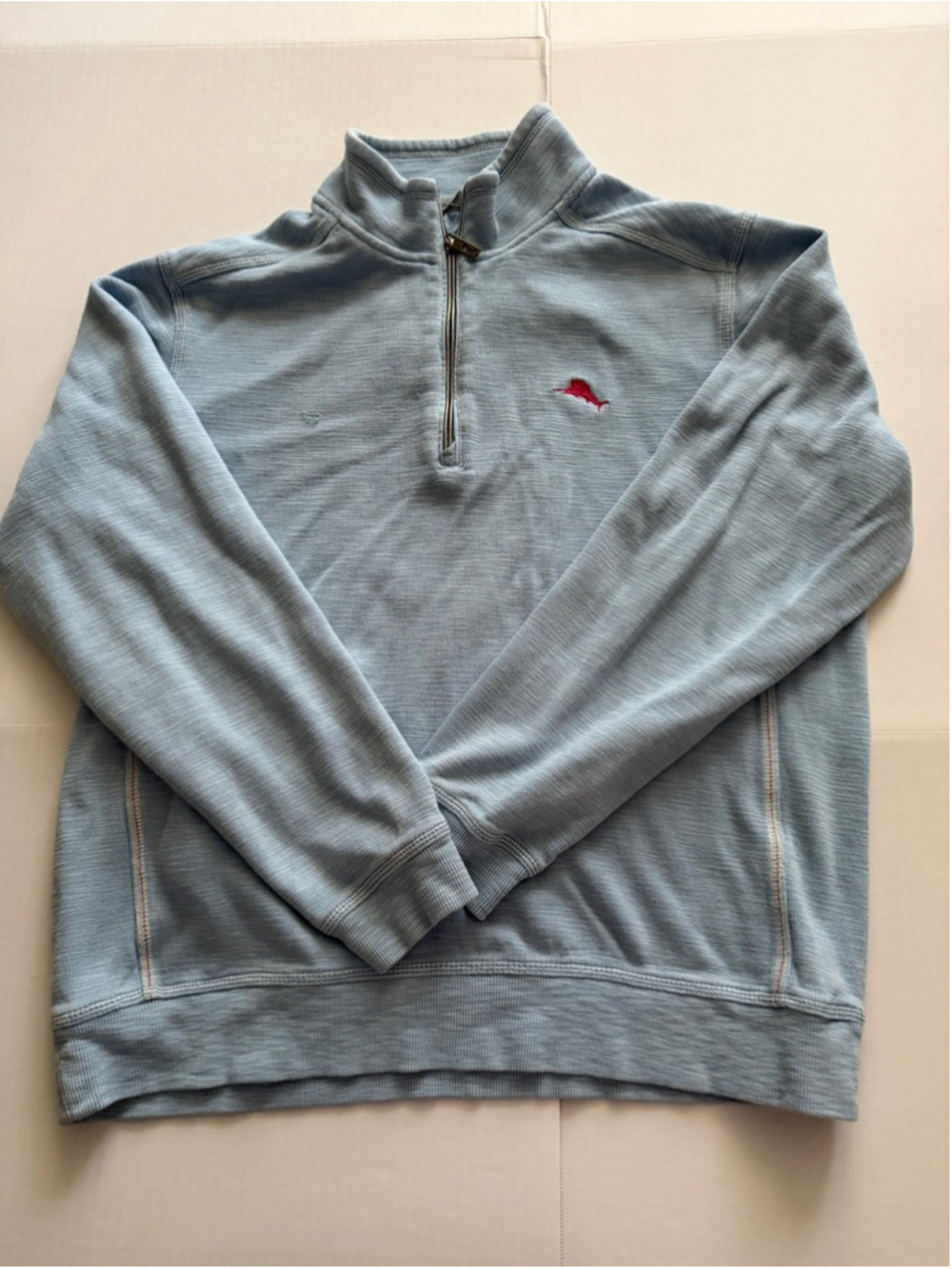 Tommy Bahama Light Blue Tobago Bay Half Zip Pullover Sz M see last pic
